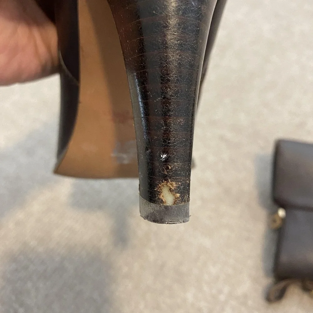 Coach Boots Womens‎ Size 6 Brown Leather Ankle Zip High Stiletto Heel Jemma